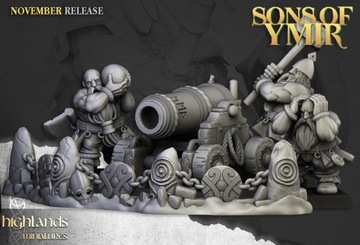 Artillery Set #1 - Dwarf Cannon - Druk 3D