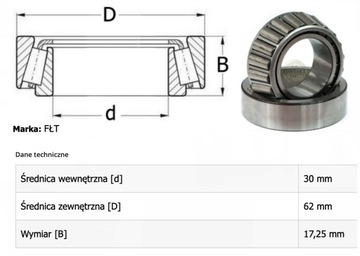 Конический роликоподшипник FŁT 30206 A