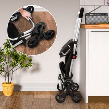 Тележка для покупок Сумка 3в1 на колесах, складная транспортировочная тележка, черная, 56л