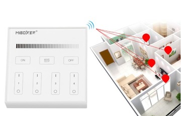 БЕЛАЯ стеклянная настенная панель дистанционного управления для моно светодиодного освещения Milight Miboxer