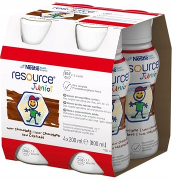 Resource Junior Płyn smak czekoladowy 4x200ml