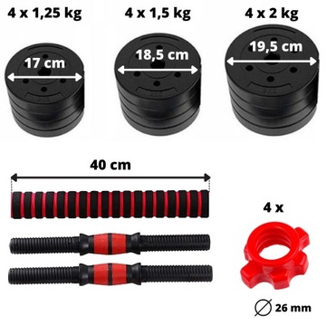 НАБОР РЕГУЛИРУЕМЫХ гантелей + штанга Штанга 2х10 кг