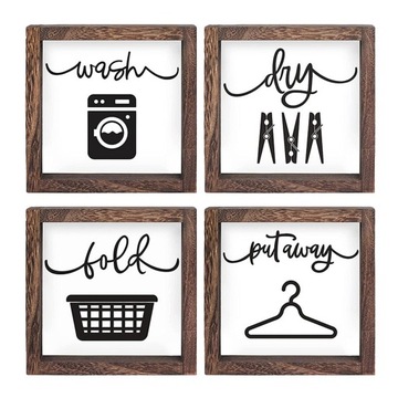 4pcs Wooden Photo Frame Set Home Decor Square