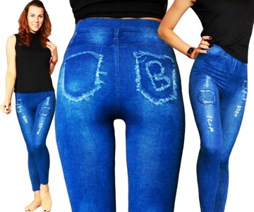 Legginsy DAMSKIE Getry Spodnie Leginsy MODNE Getry Jeans rozmiar L/XL