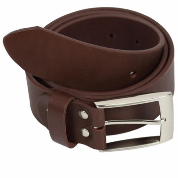 Pasek skórzany męski MAZA 4 cm BRĄZ rozm. 85