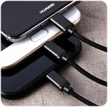 БЫСТРОЕ АВТОМОБИЛЬНОЕ ЗАРЯДНОЕ УСТРОЙСТВО 4x USB QC, 66 Вт, КАБЕЛЬ 3 В 1, USB C, МИКРО-ОСВЕЩЕНИЕ