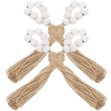 ДЕРЕВЯННЫЕ БУСЫ САЛФЕТНИЦА БОХО ПОЛОТЕНЦА