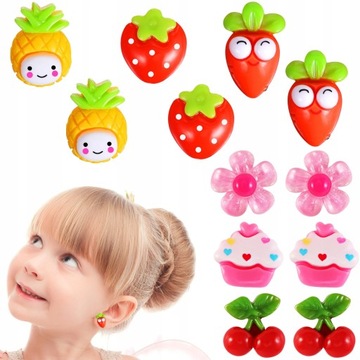 Girl Clip Kolczyki Clip-on Małe 6 par