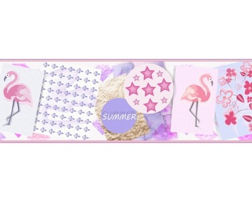 Pas dekoracyjny samoprzylepny na ścianę Deco Border 83 Flamingi