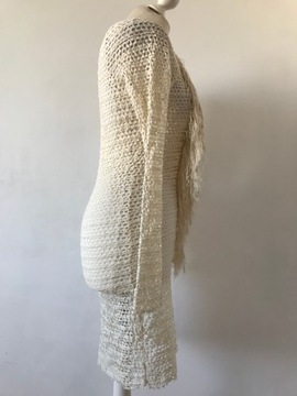 ISABEL MARANT - obłędna -SUKIENKA- boho -FRĘDZLE- siateczka - XS/S