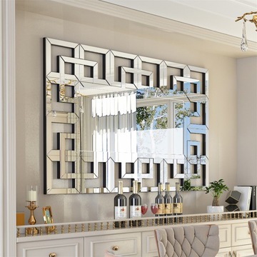 Duże Lustro Ścienne Prostokąt 70x100cm MDF Rama