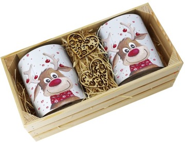 PREZENT ŚWIĄTECZNY ZESTAW KUBKÓW W SKRZYNCE KUBKI