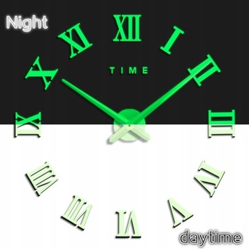 3D большие светящиеся настенные часы с большим акриловым зеркалом