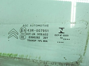 CITROEN DS3 09-14 SKLO (OKNO) DVEŘE LEVÝ PŘEDNÍ NR 13