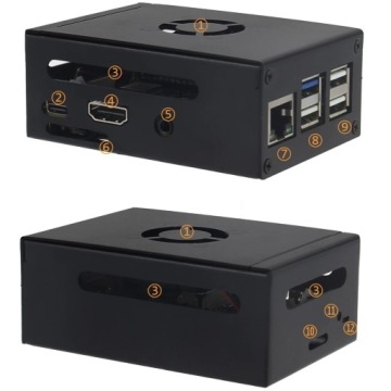 Корпус для микрокомпьютера Orange Pi 3B + вентилятор + 3x радиатор + антенна