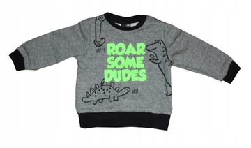 Bluza dresowa dziecięca GT Bluzka chłopięca szara dinozaury rozm. 74