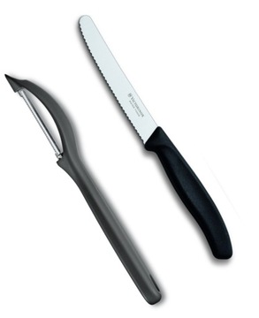 Victorinox, zestaw obieraczka uniwersalna + nóż 11cm ząbkowane ostrze