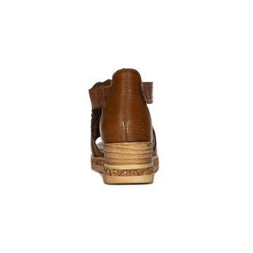 Remonte Sandały damskie skórzane na rzep Brown brązowe D3056-24 r.40