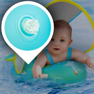 DMUCHANE KOŁO DO PŁYWANIA PONTON DLA DZIECI Z DASZKIEM I POMPKĄ NIEBIESKI