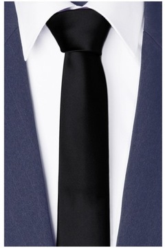 SLIM FIT Wąski 6cm Śledź Krawat Męski z Mikrofibry Gładki Czarny GREG gs18
