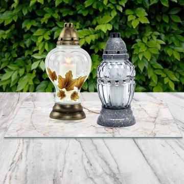 SZKLANA PODSTAWKA POD ZNICZE 60x30cm Marmur 376d