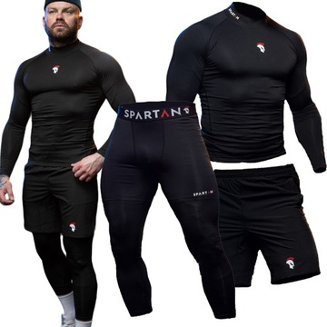 BIELIZNA ODZIEŻ RASHGUARD SPODNIE SPODENKI Termoaktywna MĘSKA KOMPLET 3w1