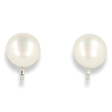 Klipsy do uszu biała perełka srebrne zapiecie