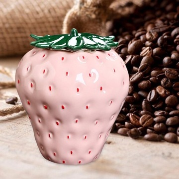 Керамический герметичный контейнер для хранения в форме клубники, переносной, розовый