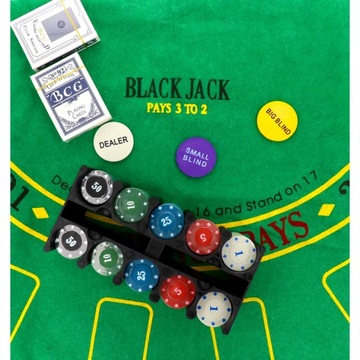 БОЛЬШОЙ НАБОР ДЛЯ ПОКЕРА, КАРТЫ, ФИШКИ, КОВРИК