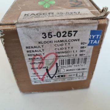 КОМПЛЕКТ ТОРМОЗНЫХ КОЛОДОК RENAULT CLIO I II TWINGO KAGER 35-0257