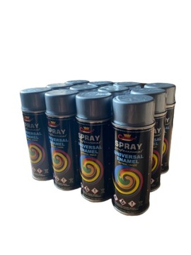 EMALIA 12 SZT LAKIER SPRAY FARBA 400ml RAL 9006 SREBRNY