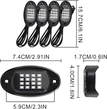 Светодиодное авто освещение Kairiyard RGB, 12В, 4 шт.