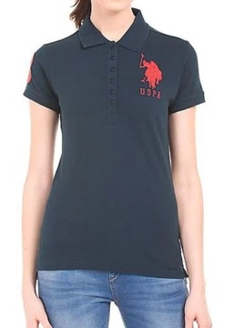 U.S. POLO ASSN bawełna t-shirt polo granat logo S