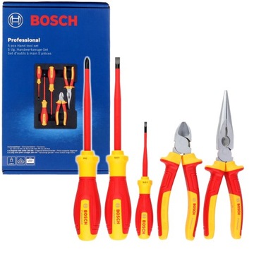 Zestaw 5 narzędzi izolowanych wkrętaki szczypce kombinerki VDE BOSCH