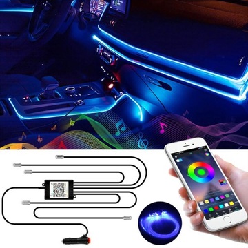 ВОЛОКОННО-ОПТИЧЕСКОЕ СВЕТОДИОДНОЕ ОСВЕЩЕНИЕ RGB ВНУТРЕННЕЕ ОСВЕЩЕНИЕ АВТОМОБИЛЯ 6M 5LED ПРИМЕНЕНИЕ