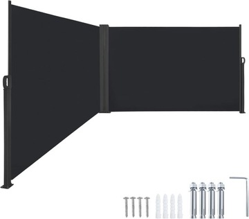 200x600cm Markiza boczna wysuwana do ogrodu Szara