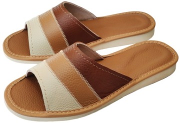 Pantofle Skórzane Damskie Kapcie Klapki PIOMAT