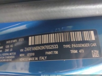 Alfa Romeo Giulia II Sedan Facelifting 2.0 Turbo 280KM 2022 Alfa Romeo Giulia 2022 r., 2,0L VELOCE AWD 2.0 Benzyna 280KM, zdjęcie 11