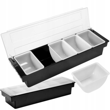 YATO BARTMAN КОНТЕЙНЕР ДЛЯ ОЛИВОК И ЛИМОНОВ ДЛЯ НАПИТКОВ, ЧЕРНЫЙ, 5 ВСТАВОК