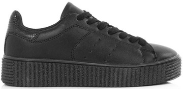 6991 CZARNE SNEAKERSY TRAMPKI EKOSKÓRA 38
