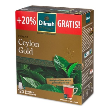 Dilmah Ceylon Gold Ex100 + 20% herbata czarna z zawieszkami
