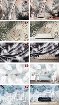 ФОТО ОБОИ ПЕРО ЦВЕТ ПАЛЬМОВЫЕ ЛИСТЬЯ ГРАФИКА