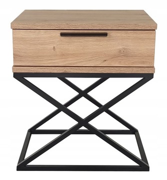 Stolik nocny dąb artisan-czarny loft metal X