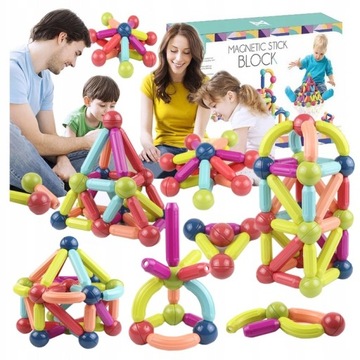 EDUKACYJNE KREATYWNE KLOCKI MAGNETYCZNE MAGNETIC STICKS ZESTAW PREZENT 120