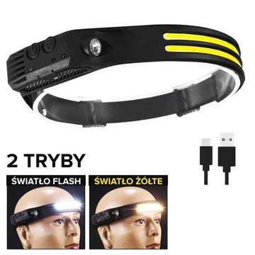 LATARKA CZOŁOWA NA CZOŁO NA GŁOWĘ 2x LED CZUJNIK
