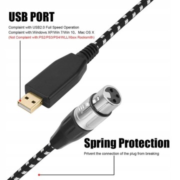 Kabel mikrofonowy USB USB do XLR żeński 3-pinowy