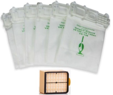 НАБОР ИЗ 6 ФИЛЬТРОВ-МЕШКОВ VORWERK KOBOLD 135/136