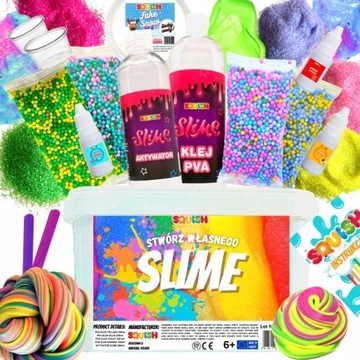 DUŻY ZESTAW DIY SLIME GLUTY WALIZKA MASA PACHNIE NA PREZENT