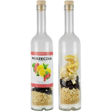 Butelka 500ml z owocami WŁASNA NALEWKA PORZECZKA domowa nalewka ZRÓB TO SAM