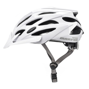 KASK ROWEROWY REGULOWANY METEOR MARVEN L 58-61 daszek system AIR FLOW biały